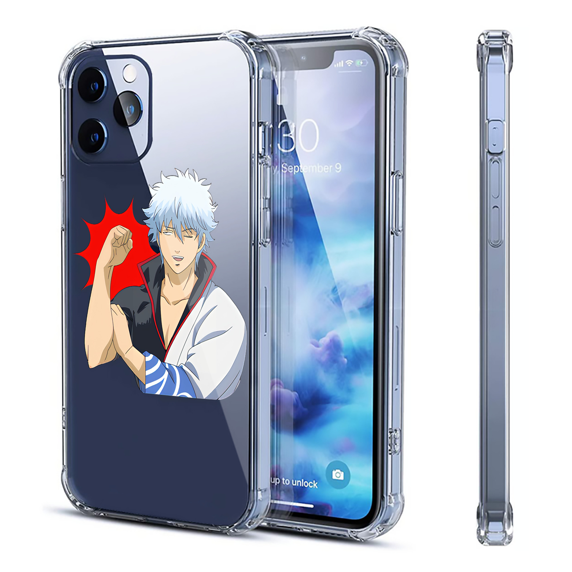 （画像用） ぎんたま 坂田銀時（さかたぎんとき） 神楽 志村新八（しむら しんぱち） GINTAMA Sakata Gintoki Kagura Shimura Shinpachi 【iPhone 12シリーズ対応】透明スマホケース（クリアソフトケース）